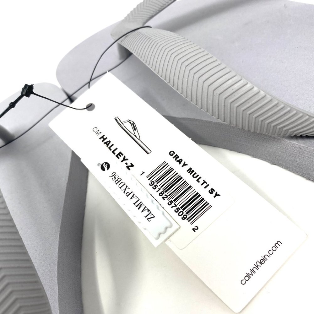 đź’–MEGA SALEđź’–Calvin Klein Men's CMHALLEY-Z Smooth Halley Flip Flop Sandal Gray - Picture 7 of 8